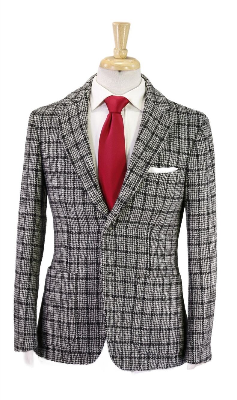 Harris Tweed x Edifice Black Gray Plaid Patch Pocket Slim Fit 2-Btn Suit 36S